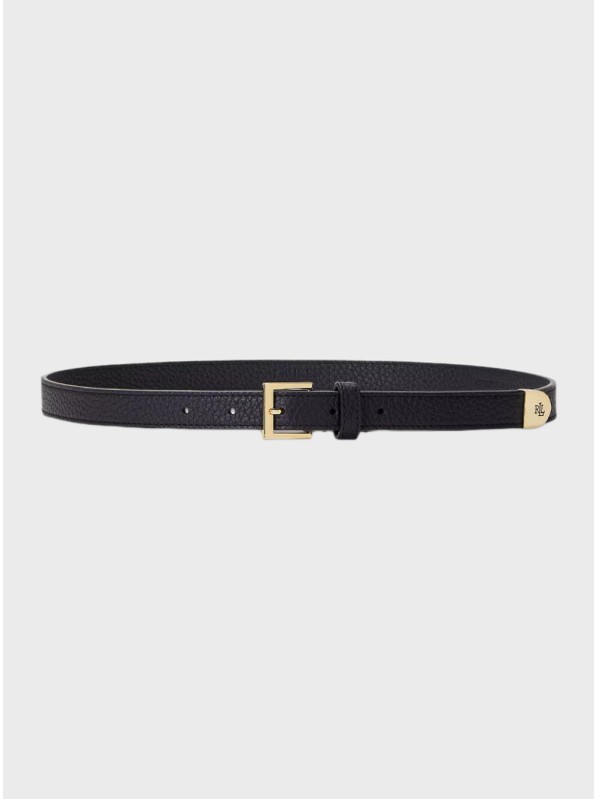 Женский пояс Lauren Ralph Lauren Pebbled Leather Skinny Black 20 mm