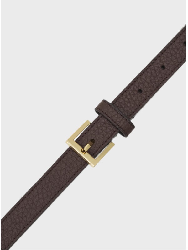 Пояс Lauren Ralph Lauren Pebbled Leather Skinny Brown 20 mm