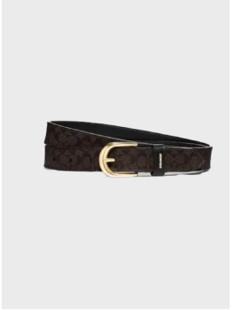 Жіночий пояс Coach Classic In Signature Canvas Dark Brown Logo 24mm