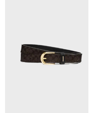 Жіночий пояс Coach Classic In Signature Canvas Dark Brown Logo 24mm