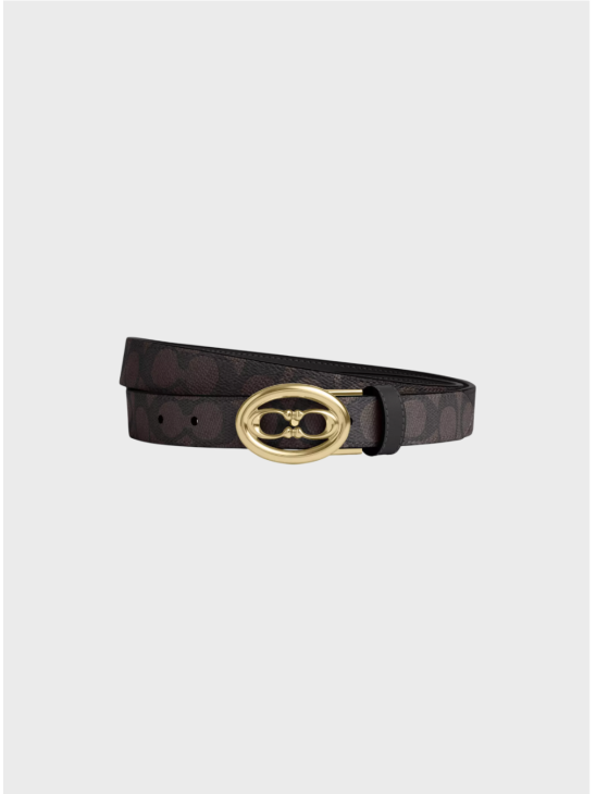 Жіночий двосторонній пояс Coach Signature Buckle Cut To Size 25 Mm Walnut Black