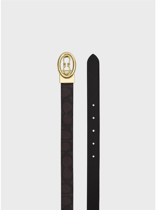 Жіночий двосторонній пояс Coach Signature Buckle Cut To Size 25 Mm Walnut Black