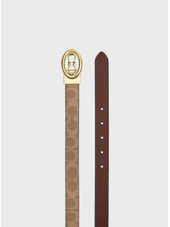 Жіночий двосторонній пояс Coach Signature Buckle Cut To Size 25 Mm Brown