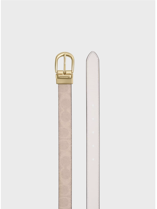 Жіночий двосторонній пояс Coach Harness Buckle Cut To Size 25 Mm Beige/Chalk