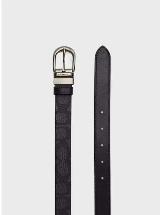 Женский двухсторонний пояс Coach Harness Buckle Cut To Size 25 mm Black Logo