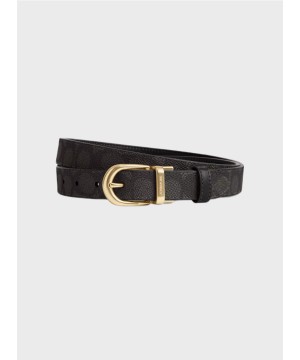 Жіночий пояс Coach Harness Buckle Cut To Size Reversible 25 mm Brown Logo Black