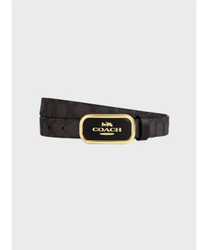 Жіночий пояс Coach Morgan Signature Buckle Cut To Size Reversible 25 mm Brown Logo Black