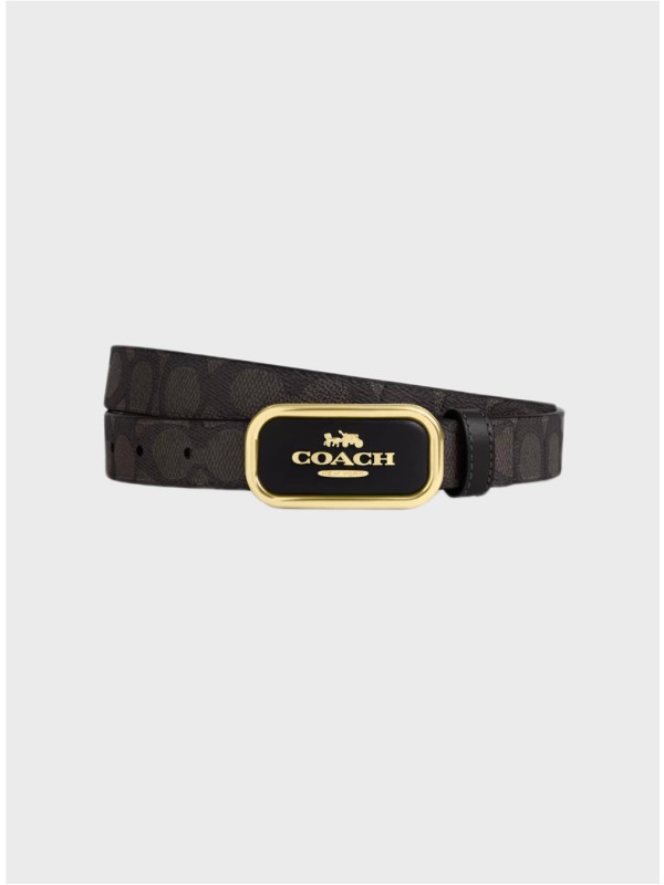 Жіночий пояс Coach Morgan Signature Buckle Cut To Size Reversible 25 mm Brown Logo Black