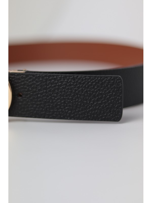 Женский пояс Michael Kors Buckle Smooth Leather, 38 mm, Black/Brown Logo