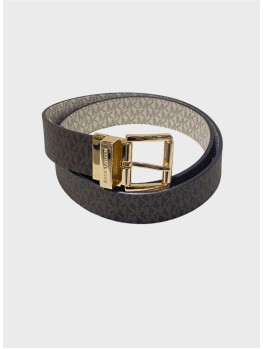 Двосторонній пояс Michael Kors Brown+Vanilla Logo 30 mm