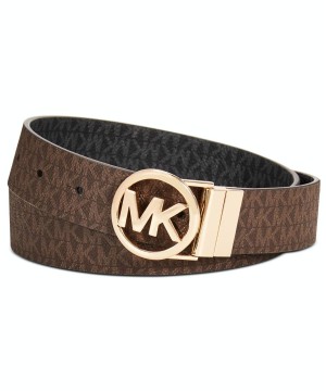 Двухсторонний пояс Michael Kors, 35 mm, Brown Logo/Black Logo