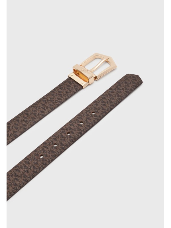 Женский двухсторонний пояс Michael Kors Brown Logo 30 mm