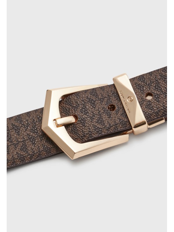 Женский двухсторонний пояс Michael Kors Brown Logo 30 mm