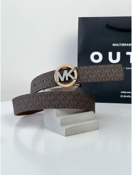 Женский двухсторонний пояс Michael Kors Brown logo + Luggage, 30 мм
