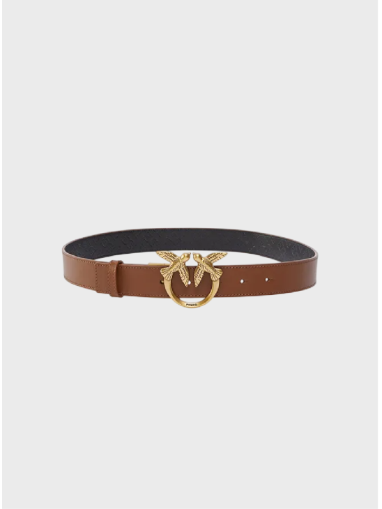 Жіночий двосторонній пояс Pinko Love Birds 30 mm Brown/Black