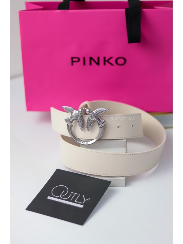 Жіночий пояс Pinko, 40 mm, White/Silver SS21