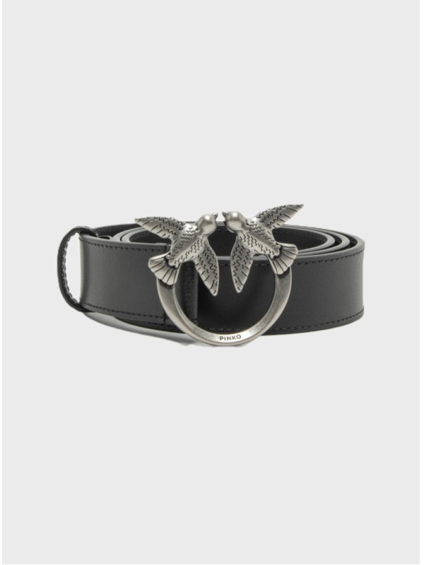 Жіночий пояс Pinko Leather Love Berry Black/Silver 30 mm