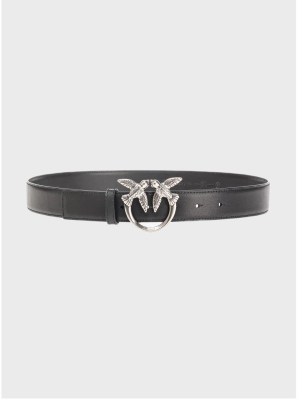 Жіночий пояс Pinko Leather Love Berry Black/Silver 30 mm