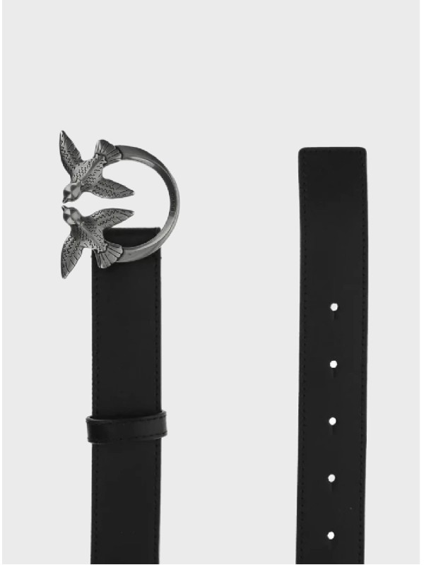 Женский пояс Pinko Leather Love Berry Black/Silver 30 mm