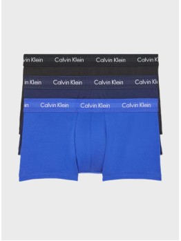 Чоловіча нижня білизна Calvin Klein Cotton Stretch 3-Pack Low Rise Trunk Black/Blue/Cobalt