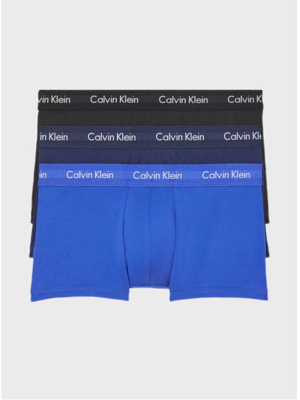 Чоловіча нижня білизна Calvin Klein Cotton Stretch 3-Pack Low Rise Trunk Black/Blue/Cobalt