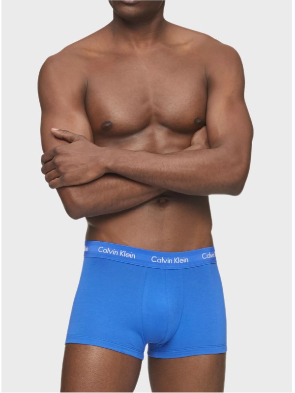 Чоловіча нижня білизна Calvin Klein Cotton Stretch 3-Pack Low Rise Trunk Black/Blue/Cobalt