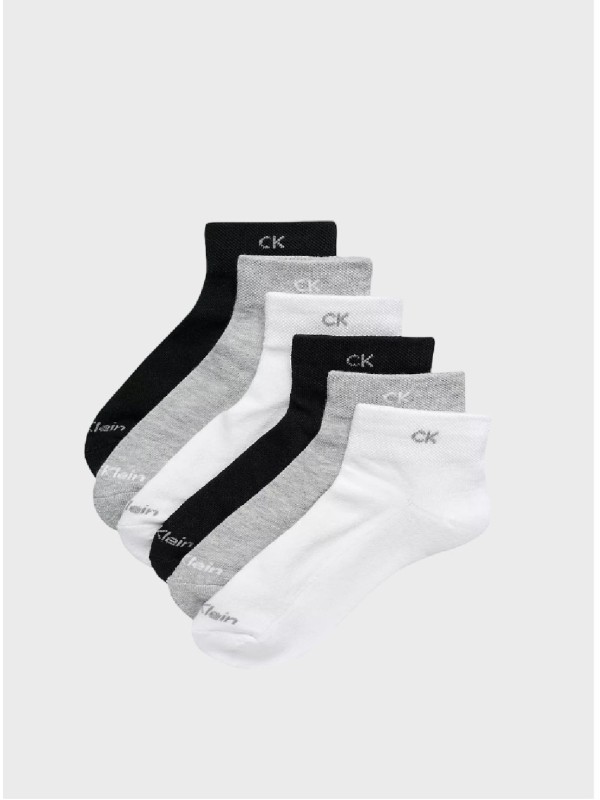 Жіночі шкарпетки Calvin Klein Basic Cushion Quarter 6-Pack White/Grey/Black