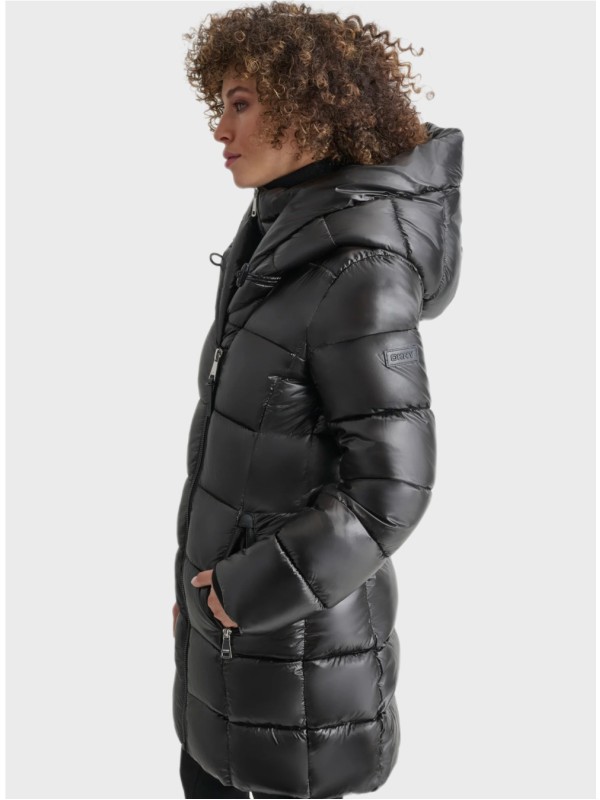 Куртка DKNY Pearlized Puffer With Hood Black