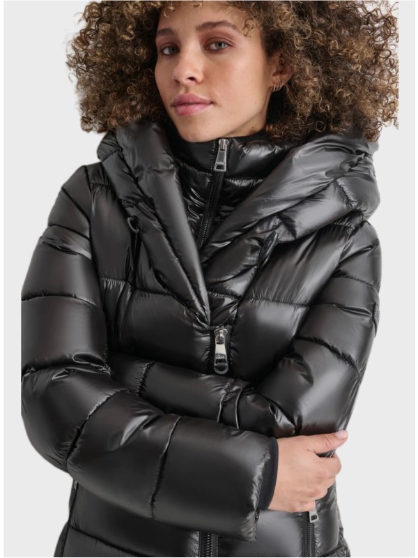 Куртка DKNY Pearlized Puffer With Hood Black