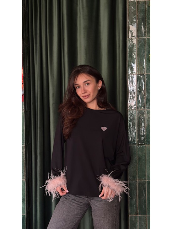 Логнслив Laloca с перьями черный