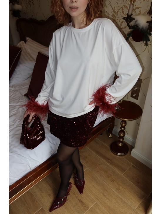 Логнслив Laloca с перьями без камней белый