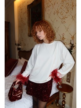 Логнслив Laloca с перьями без камней белый