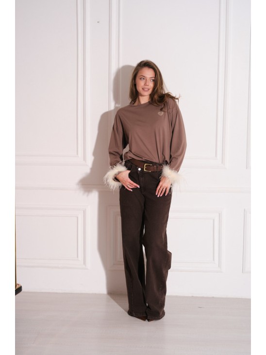 Логнслив Laloca с перьями шоколадный