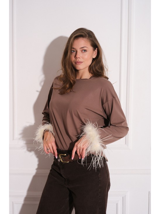 Логнслив Laloca с перьями без камешков мокко