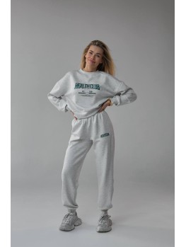 Костюм Marymax с принтом джоггеры и свитшот серый
