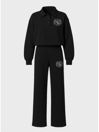 Костюм Marymax з емблемою штани кльош та поло на ґудзиках чорний