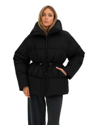 Пуховик на затяжках від Twice чорний