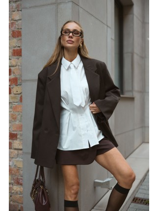 Піджак двобортний оверсайз від Twice коричневий