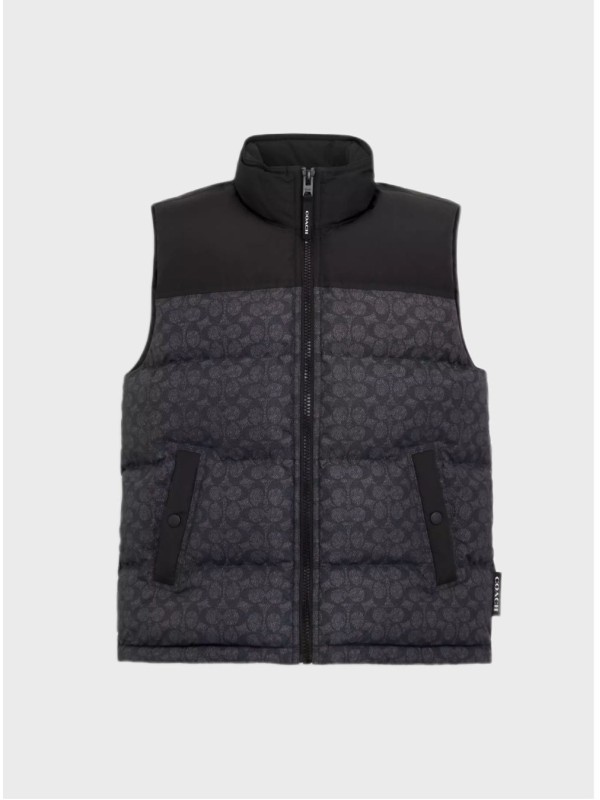 Мужской жилет Coach Signature Down Vest In Recycled Polyester Black