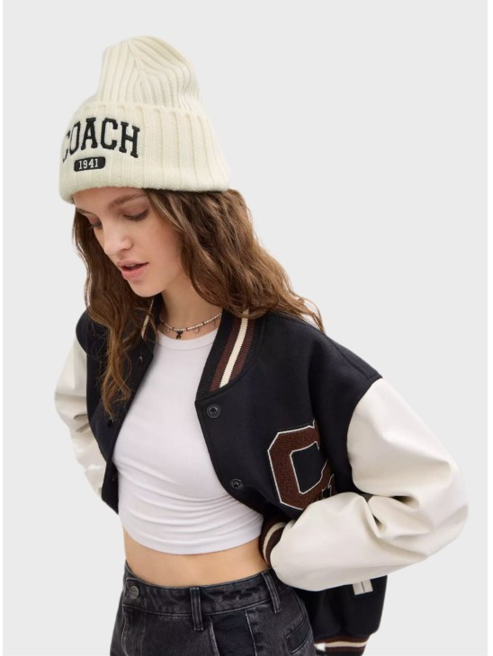 Шапка Coach 1941 Embroidered Knit Beanie White