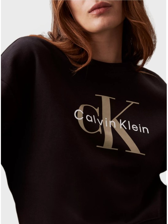 Жіночий світшот Calvin Klein Monogram Logo Relaxed Crewneck Black