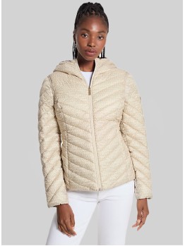 Куртка двостороння Michael Kors Chevron Logo Print Quilted Nylon Beige/Vanilla Куртка двостороння Michael Kors Chevron Logo Print Quilted Nylon Beige/Vanilla