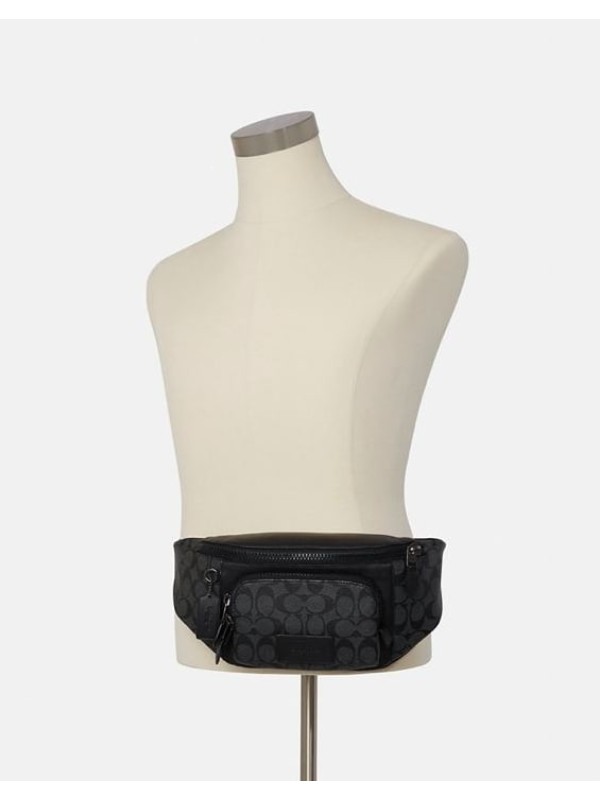 Чоловіча бананка Coach Track Belt Bag In Signature Canvas Black Logo