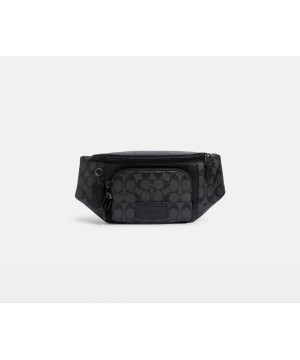 Чоловіча бананка Coach Track Belt Bag In Signature Canvas Black Logo