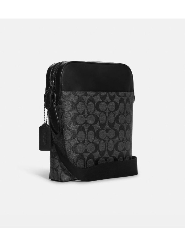 Мужская сумка Coach Houston Flight Bag In Signature Canvas Black Logo