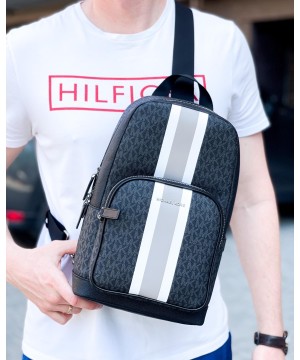 Мужская сумка Michael Kors Commuter Slingpack Black logo