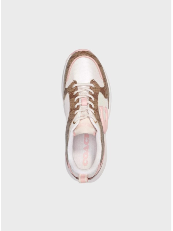 Кросівки Coach C275 Tech Runner In Signature Canvas Khaki/Light Pink