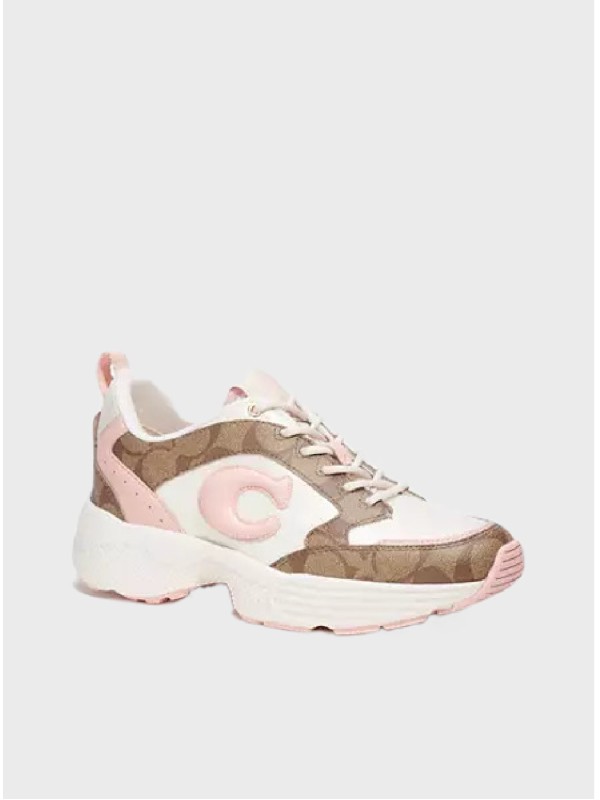 Кроссовки Coach C275 Tech Runner In Signature Canvas Khaki/Light Pink