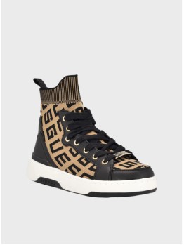 Кросівки Guess Mannen Logo Knit High-Top Black Brown