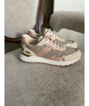 Michael Kors Monroe Canvas and Leather Trainer Soft Pink